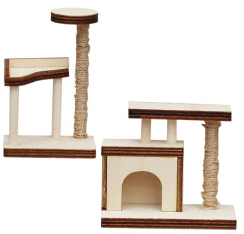 TOYANDONA 2st Mini-hauszubehör Kleines Katzenhaus Mini-hausbauzubehör Puppenhauszubehör Im Maßstab 1:12 Mini-puppenhausmöbel Mini-puppenhaus-dekor Mini-holzmöbel Hölzern Einfach Baummodell