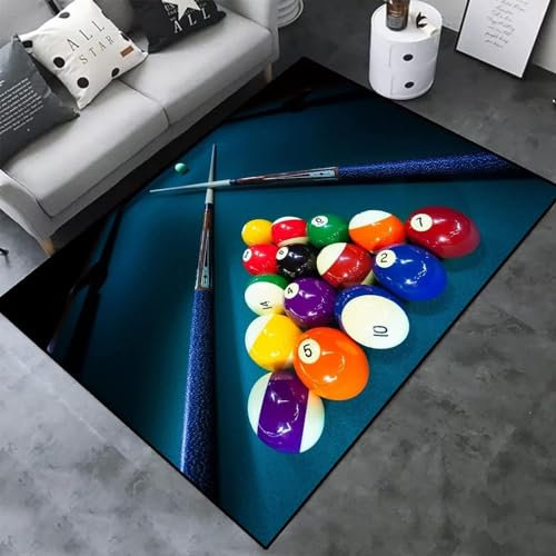 Buohwiwe 3D Teppich Billard - Modern Schlafzimmer Flanell Teppich Billard Wohnzimmer Teppich - Dekoration Carpet rutschfeste Teppiche 60x100 cm E380