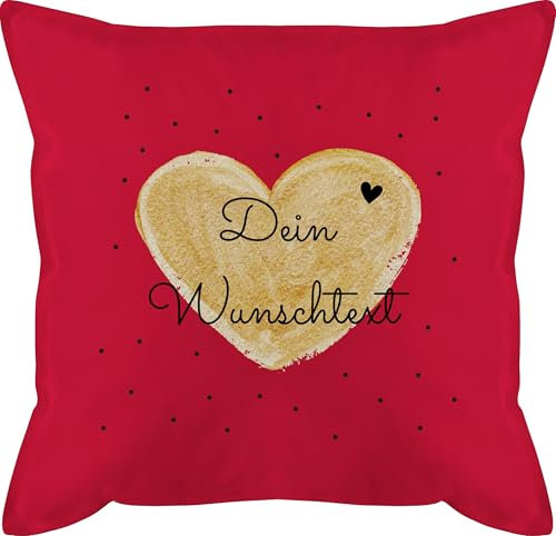 Kissen 50x50 - Aufdruck selbst gestalten - Dein Wunschtext I Geschenk personalisiert Weihnachten I Vatertag I Muttertag I Geburtstag - 50 x 50 cm - Rot - pärchenkissen muttertagskissen