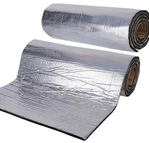 Youyijia 2 Rolls Van Insulation and Soundproofing Car Sound Deadening Mat 10mm Thick Self-Adhesive Audio Noise Insulation and Dampening Mat 50x200cm Foil-Faced FoamSoundproofing for Car/Camper/Caravan