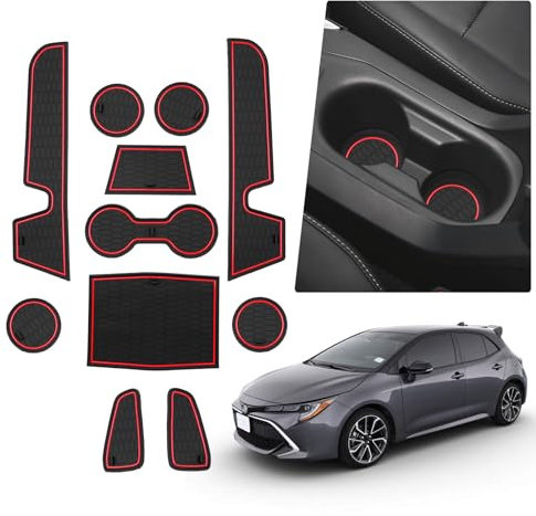 BIBIBO Antirutschmatten kompatibel mit Toyota Corolla E210 2019-2023, Auto Mittelkonsole Gummimatten, Toyota Corolla E210 Antirutsch Pads, Anti Rutsch Schutzmatte, Rutschmatten, Auto Matten (rot)