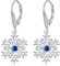 POPLYKE Schneeflocke Ohrringe für Frauen Sterling Silber Leverback Schneeflocke Dangle Drop Schmuck Geschenk für Mädchen (Schneeflocke)