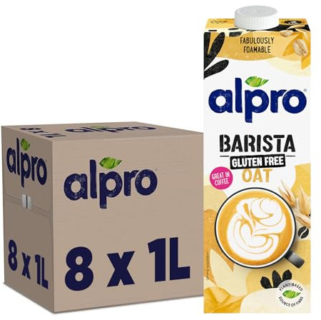 Alpro Bebida Vegetal de Avena Sin Gluten Barista - Pack de 8 x 1L