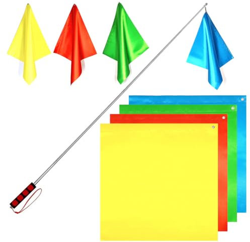 Wandrola Horse Training Flag, 4 Pieces Equestrian Silk Flags with a Telescopic Flagpole