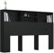 Gecheer Headboard Built in Cabinets, Bedroom Display Shelf, Bedside Cabinet with Headboard, Wooden Storage Backboard Bed Accessory Black 160x19x103.5 cm
