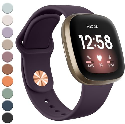 Oumida Silikon Armband für Fitbit Versa 3/4 und Sense/Sense 2 - Sport Ersatz Uhrenarmband für Damen und Herren, Dunkle Kirsche