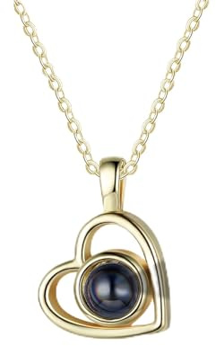kaululu Kette mit Bild Personalisierte Kette mit Foto Projektion Herz Familie AnhäNger Kette Damen Silber für Frau Freundin Bff Geburtstagsgeschenk Muttertagsgeschenk Mutter Tochter Geschenk