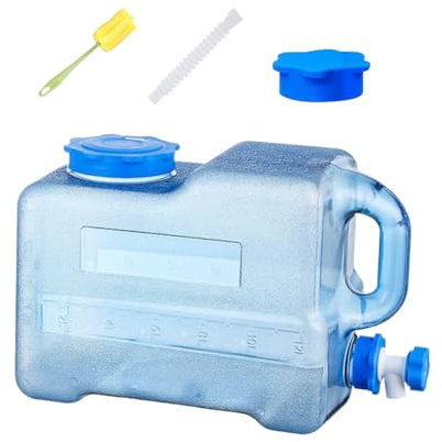 Starnearby Bidon d'eau avec Robinet 6L-18L, Réservoir d'eau Potable, Jerrican Alimentaire Camping, Conteneur d'eau sans BPA avec Tuyau et Brosse pour Camping, Randonnée, Barbecue, Pêche (12L)