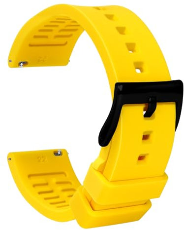 TStrap Bracelet Montre Silicone 21mm - Jaune Dégagement Rapide Intelligente Bracelets pour Homme Femme - Souple Caoutchouc Watch Strap Connectée Boucle Replacement - 18mm 19mm 20mm 21mm 22mm 24mm