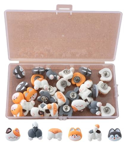 30Pcs Pinnnadeln Katze Hund Reißzwecken, Tier Pins Pinnwandnadeln Flach Reißnägel Deko Reissnägel Für DIY pinnadeln Reißzwecken Heftzwecken Push Pins für Handwerk Korkplatte Fotos Postern