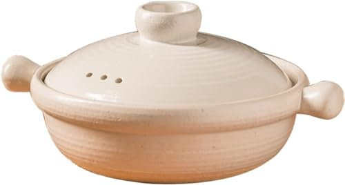 Cacerola de cerámica para guisos, olla de sopa de barro con tapa y asa para utensilios de cocina, color blanco, 2 l