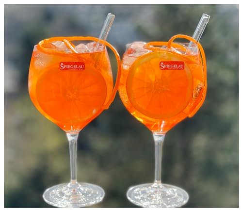 Topkapi Elite Aperol Spritz Glas Wehrtenbach I 8 pezzi Aperol Spritz Set I XXL Taglia I Lavabile in Lavastoviglie I Cristallo Senza Piombo I Antirottura I Incl. Cannucce I 630 ml