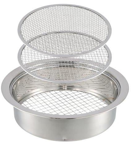 Setaccio Giardino, Colino da Giardino in Acciaio Inox, Setaccio da Giardino 3 in 1 in Acciaio Inox, con 3 Inserti Intercambiabili 3mm 6 mm 9 mm Setaccio Rotondo in Acciaio Inox, Setaccio per Compost