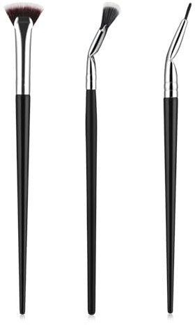 Oruola 3pcs Fan Mascara Brushes,Folding Angle Scalloped Lash Brush,Eyeliner Brush Set,Ultra Flat Fan Mascara Brush,Fine Angled Eyeliner Brush,Premium Eyeliner Brush for Beauty Makeup Tool