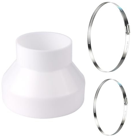 φ150-100mm Rundrohr Adapter mit 2 Edelstahl Schlauchschellen Reduzierverbinder Reduzierstück aus ABS für Lüftungssystem Lüftung Rundrohr Ventilation Lüftungskanal