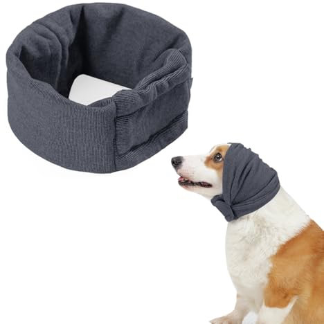 Dog Snood Ear Protectors Comfort Pet Ear Muffs Noise Protection Calming Hood Dog Neck and Ears Warmer Ear Covers for Anxiety Relief and Calming (Gray, M)