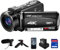 Videokamera 4K Camcorder, 10X Optischer Zoom, 120X Intelligenter Zoom 30MP 24FPS, Autofokus Vlogging Kamera, 3,0-Zoll-IPS Touchscreen Webcam Camera mit Mikrofon, Stativ, Fernbedienung, 32GB SD Karte