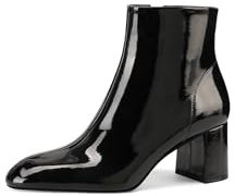 QUEEN HELENA Tronchetti Lucidi Stivaletti con Tacco Casual Donna K3477 (Nero, Sistema Taglie Calzature EU, Adulto, Donna, Numero, Media, 37)