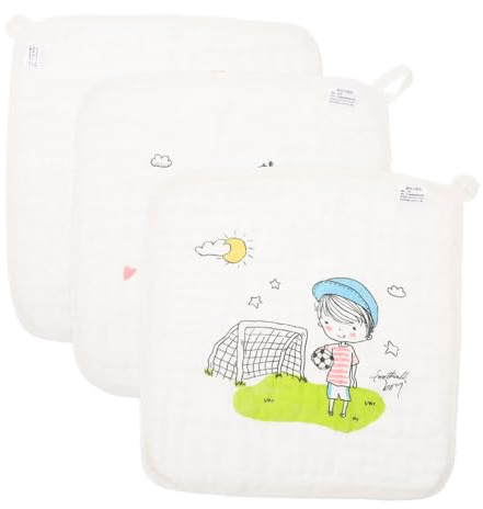 BESTonZON 3pcs Saliva Wipes Cotton Washcloths for Face and Hands Reusable Towels for Washing Face Washcloths Hand Wiping Towel