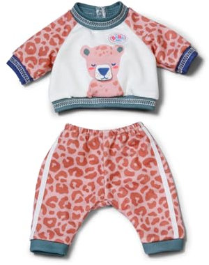 BABY born Jogginganzug mit Dschungelmotiv zum Aufklappen, Sweatshirt & Leo-Hose - Hochwertiges Puppenzubehör - Kleidung geeignet für alle Puppen der Größe 36 cm