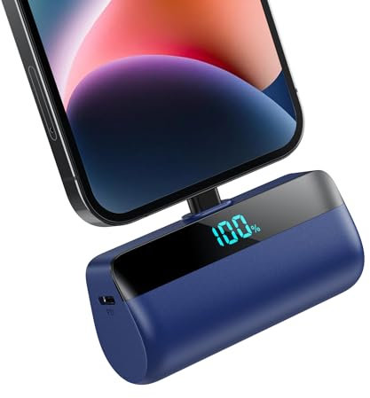 Mini Power Bank 5200mAh for iPhone,[2025 Upgraded] PD 20W Fast Charging Portable Charger,Small LCD Display Battery External Pack Compatible with 14/14 Plus Pro Max /13/13 Pro Max/12/11/XR/X/8/7/6 etc