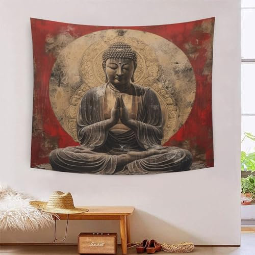 TNSGHAVED 3D Druck Buddha Statue Wandteppiche Poster Ornament Wandbehang Wandteppich Wanddeko Wandbehang Für Jungen Mädchen Raumdekoration Tapisseries 150cmx200cm