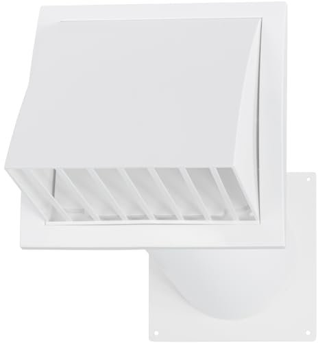 Vent systems 125 mm / 5 Inch Adjustable Air Extractor Ventilation Kit - Plastic Dryer Vent Hood with Rain Cover and Ventilation Tube/Duct Connector - Built-in Gravity Damper in Exhaust Cap/Cowl