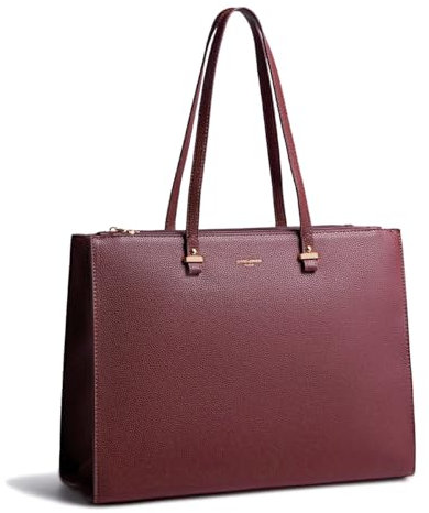 David Jones - Handtasche Einkaufstasche Damen - große Größe Schultertasche für Schule Arbeit - Henkeltasche Kunstleder Shopper mit langem Henkel - Laptoptasche - Burgunderrot