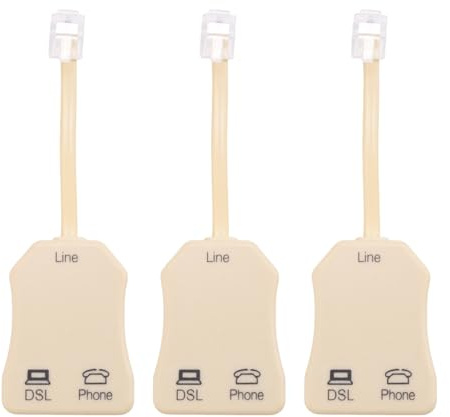Asuinxurr 3-Teiliger DSL-Telefonsplitter für Telefonleitung, Telefonbuchsensplitter, Inline-DSL-Filter, Telefonmodem, ADSL-Splitterfilter