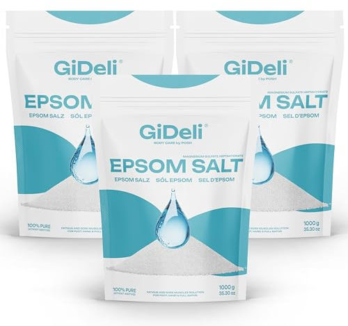 GiDeli Epsom Sel de bain Sel d’Epsom Sel d'Epsom sulfate de magnésium sel amer sulfate de magnésium heptahydraté pur, qualité pharmaceutique. (3kg)