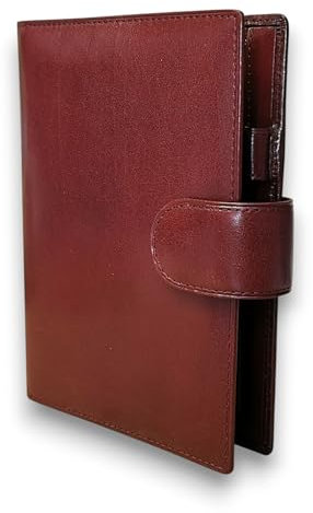 Succes Senior Deluxe Manager Plus Organizer Leder Ringbuch Agenda mit Anti Aqua Finish • 18 x 14 cm Terminplaner 25 mm Ringmechanik (Bordeaux Rot)