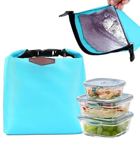 GWAWG Sac isotherme thermique, sac à déjeuner, sac à lunch portable, sac de pique-nique, bleu, fermeture éclair