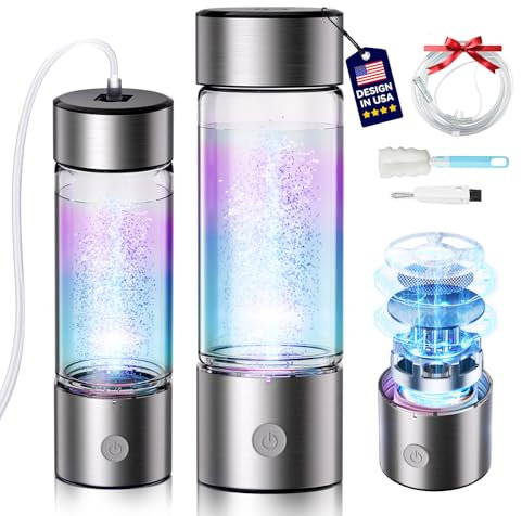 Lozltx 6.0 Upgraded Hydrogen Water Bottle【6000+ PPB Viscosity】 Hydrogen Water Bottle【8-Hour Hydrogen Lock】 Silver