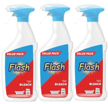 Flaash Bleach Cleaning Spray 500ml (Pack of 3) | Powerful Multi-Purpose Cleaner for Tough Stains & Germs | Kills 99.9% of Germs | Brightens Surfaces | Easy-to-Use Spray