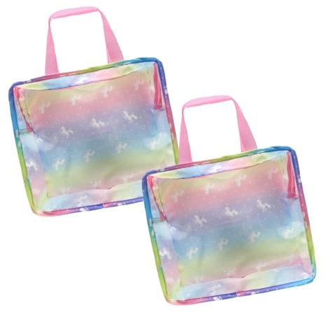 HEALSOPTHY 2stücke Puppenzubehör Aufbewahrungstasche Faltbare Handtasche Für Puppenkleidung Und Accessoires Für Reisen Und Spielzeugorganisation Mit Stilvollem Einhorn-Design