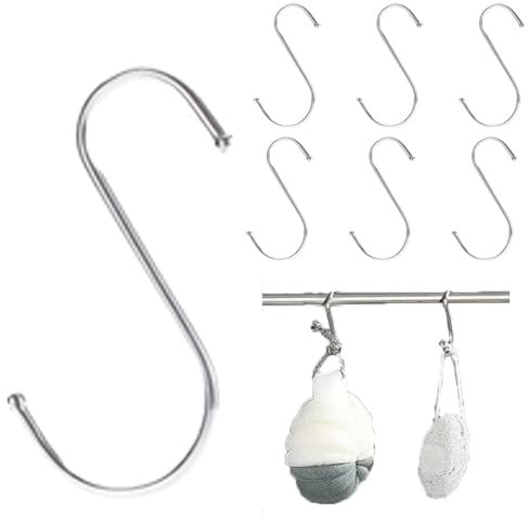 6 Pack Ganchos en Forma de S, 410Gancho en S de acero inoxidable Gancho de metal resistente gancho doble para colgar tazas, ollas y tazones, Apto para cocina, salón, baño, jardín, armario