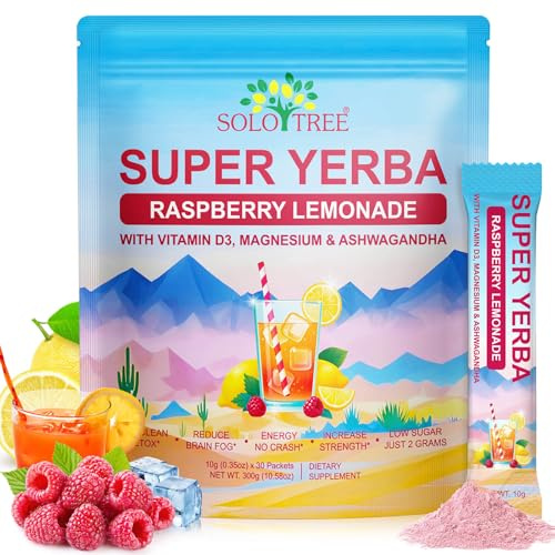 Yerba Mate Tea Instant Powder, Super Yerba Mate for Brain Fog & Gut Health, Super Calm Energy Drink Mix Packets, Stay Refreshed and Focused Throughout the Day - 30 Servings