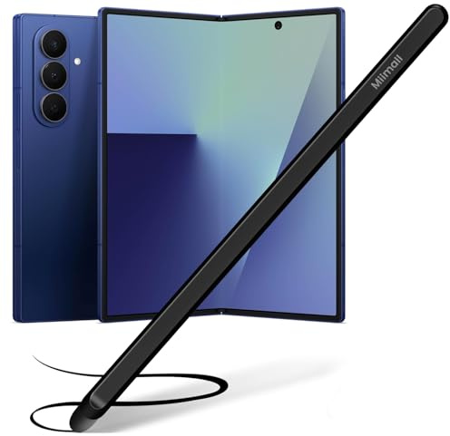 Miimall Stylet pour Samsung Galaxy Z Fold 7 6 5, Prise en Charge des Écrans Interne et Externe, Pointe en Silicone Flexible&Corps de Stylo en Métal, S Pen Replacement pour Samsung Z Fold7, Noir