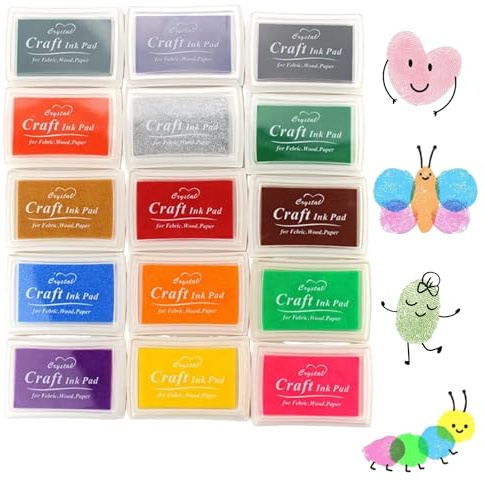 15pcs Colors Ink Pads，Ink Pad Set，Ink Pads for Crafting，Environmentally Friendly and Non Toxic