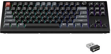 Keychron V3 Ultra TKL Mechanische Tastatur, kabellos, ZMK Custom 8K Polling Rate, 2,4 GHz/Bluetooth/Wired mit RGB-Hintergrundbeleuchtung, vorgeleuchteter Silk POM Banana Switch Hot-Swappable für Ma