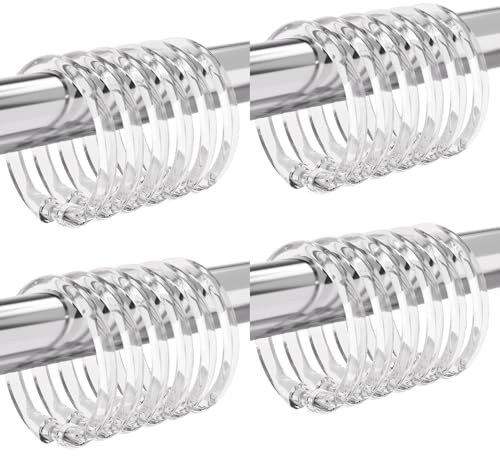 HINAYOSAN 24 ganci per tenda da doccia con meccanismo scorrevole liscio, materiali acrilici robusti, ganci per tende portatili essenziali per il bagno