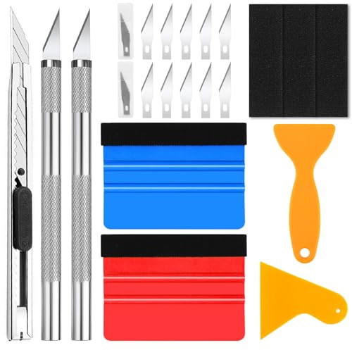 Hengxinc 19 Pcs Vinyl Wrap Tools with 2 Replacement Felt | Vinyl Wrap Squeegee Kit, Wallpaper Smoother Tool for Car Wrapping, Window Films, Protective Films, and Bubble Removal