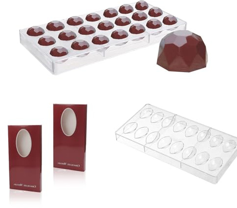 Pralinenform 2 Stück,Polycarbonat Schokoladenform Hartplastik,Transparente | Bonbonform für Schokolade, Pralinen, Kuchen & Süßigkeiten, Lebensmittelqualität BPA-frei, Wiederverwendbare Backform