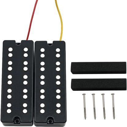 Tonabnehmer Set für Kontrabass, 5-saitiges E Bass Tonabnehmer Set, Keramikmagnet für satten Klang und Brummunterdrückung, Doppelspulen Tonabnehmer Set
