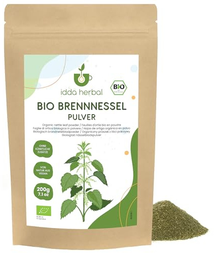 IDDA Herbal Tisana Ortica BIO 200g, Foglie di Ortica Essiccate e Tagliate per Tè, Urtica dioica