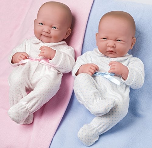 FRILLY LILY Twin Dolls Pink and Blue Spotty Babygrows To fit Dolls 18-20 ins[ 43-50 cm Ssuch as 43 cm Baby Annabell and Alexander and Tiny Treasures DOLL NOT INCLUDED