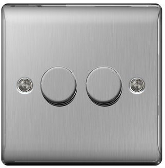 BG Nexus Metal Brushed Steel Dimmer Switch 2G NBS82P