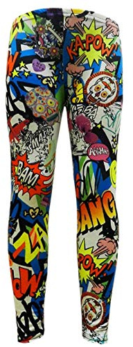 A2Z 4 Kids Girls Legging Comic Graffiti Floral Leopard Tartan Aztec Zebra