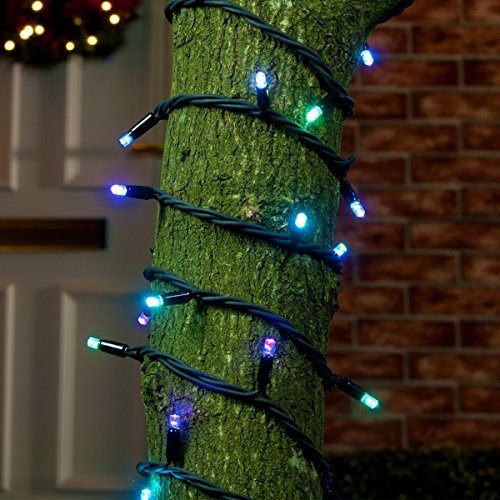 Festive Lights - ConnectPro Outdoor LED String Fairy Lights - Connectable - IP65 Rubber Black Cable | Wedding, Christmas, Garden, Commercial, Party (Colour Changing w/Plug, 50m)