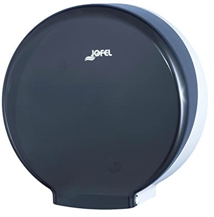 Jofel - Portarrollos de Papel Higiénico Industrial Mediano, Dispensador de Papel en Rollos de hasta 300m, max. 220mm de Diámetro, Mandril de 45mm, Ideal en Baños Públicos WC, Azur AE52400, ABS Fumé